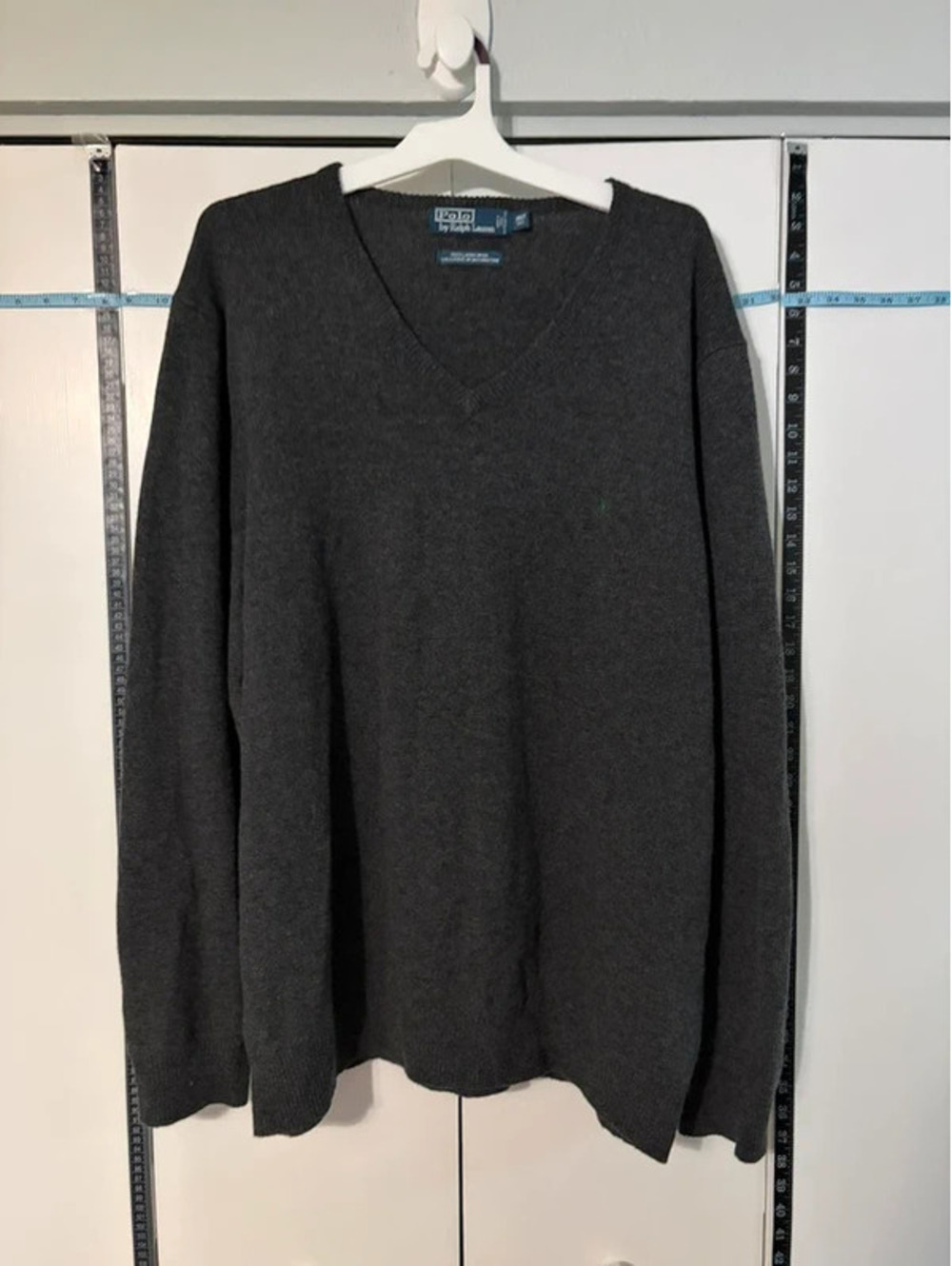 Polo Ralph Lauren 3XLT Tall 100% Lambswool V-Neck Sweater Charcoal Gray NWOT